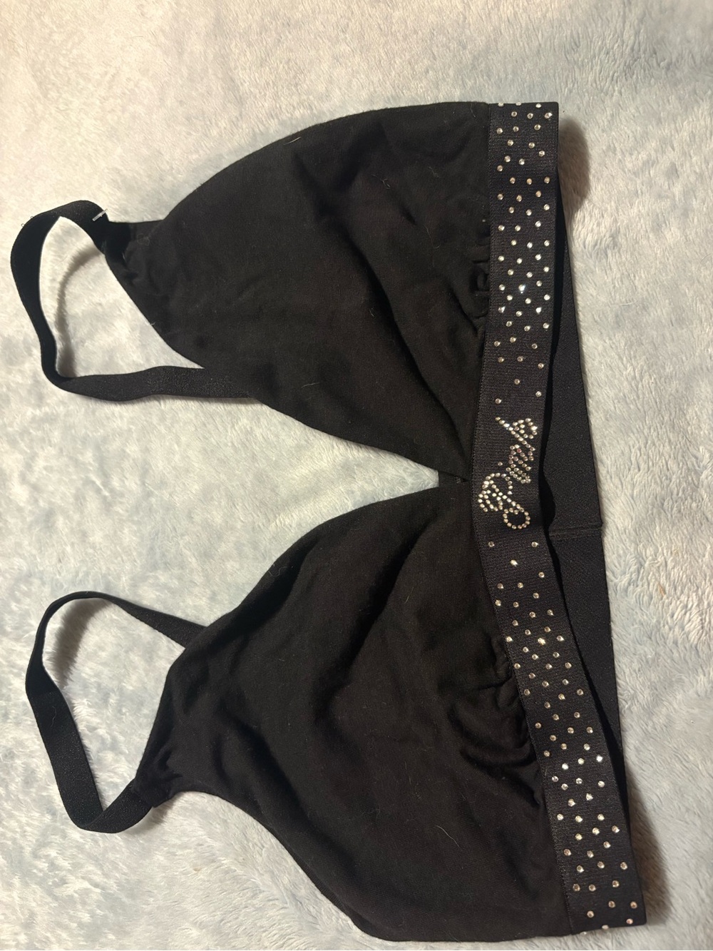 Victoria's Secret Black Rhinestone Logo Bralette